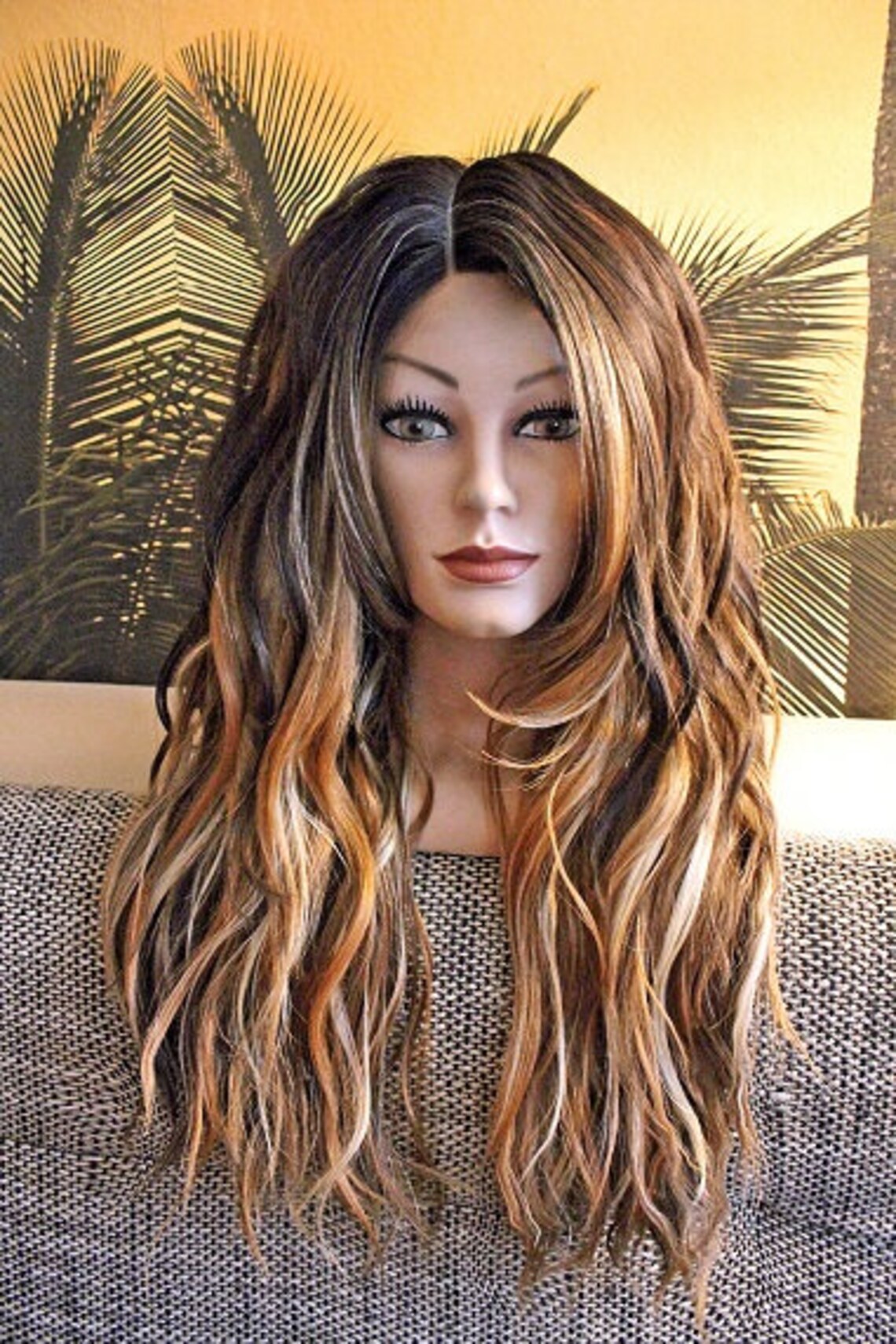 Wig Lace Wig Balayage Ombre Wavy Long Blond Light Blond Medium Etsy