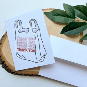 Biglietto d’auguri con borsa della spesa di ringraziamento