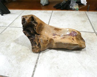 Driftwood Bowl With Mauve Color Inlay