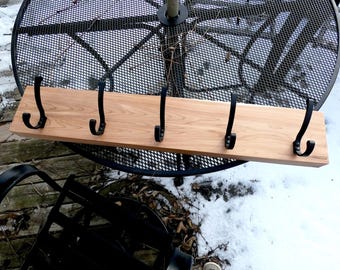 Heavy Red Cedar Wood Coat Rack With 5 Hooks