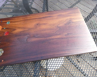 19 3/4" by 10 1/4" Walnut Charcuterie Board With Stars and Planets