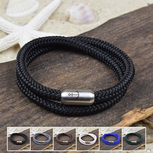 Bracelet KALÉ | corde à voile | 6 mm | Ancre | Surfeurs | Fermoir magnétique | 01