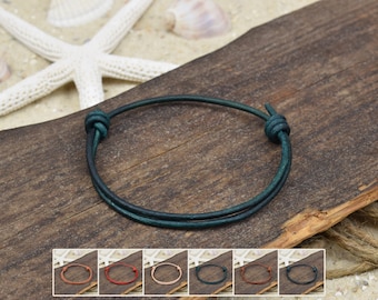 Pulsera tobillera GERO | Cuero | 2 mm | Surfistas | Mover nodo | 05