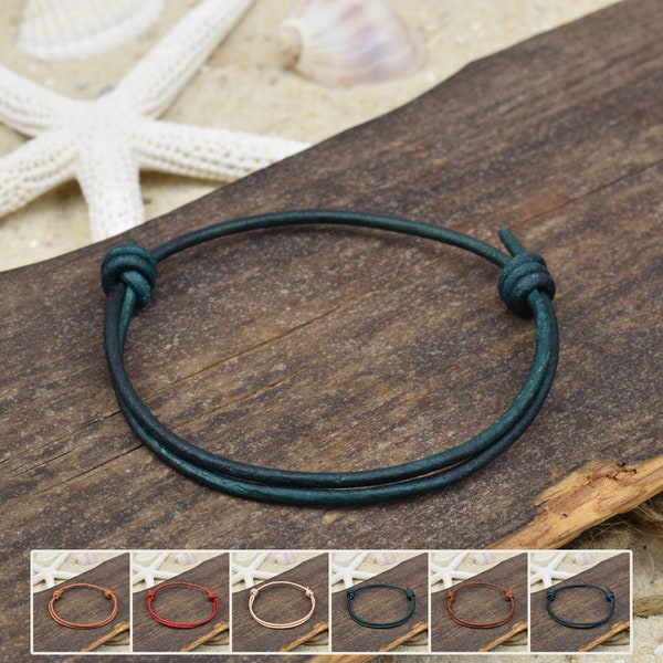 Armband Fußband GERO | Leder | 2 mm | Surfer | Verschiebeknoten | 05