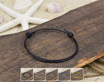 Bracelet cheville ROBBY | Cuir | 1,5 mm | Surfeurs | Déplacer le nœud | 01
