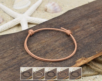 Bracelet bracelet de cheville ROBBY | Cuir | 1,5 mm | Surfeurs | Déplacer le nœud | 03