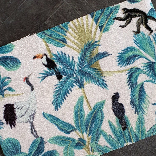 Tropical Bird Print Door Mat