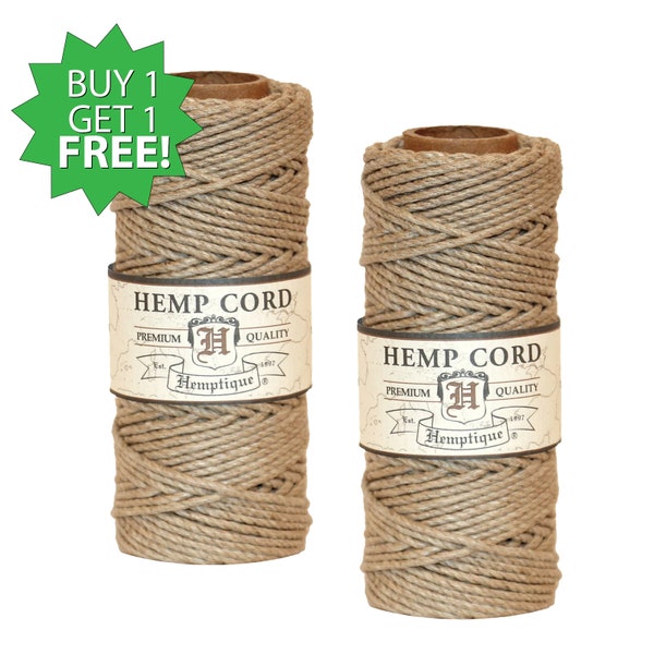 2mm Hemp Craft Cord - BUY 1 GET 1 FREE! - 30m Spool from Hemptique - Natural