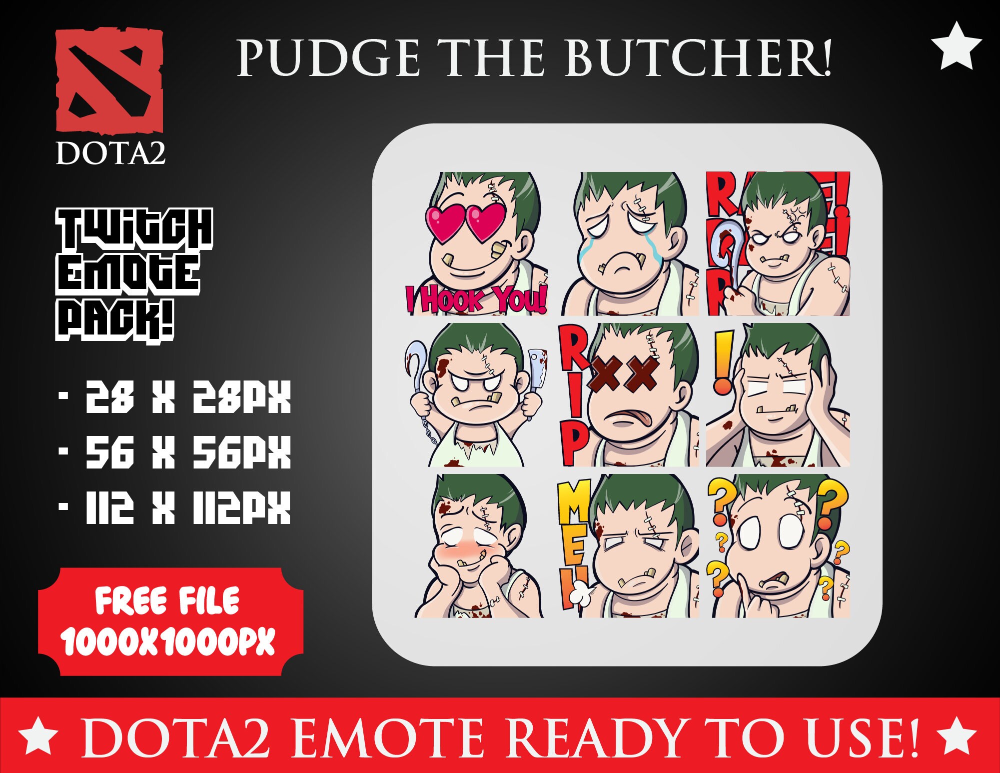 Pudge Dota 2 Twitch Emotes Pack Pudge Dota 2 Twitch Emotes - Etsy