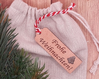 Ensemble d'étiquettes cadeaux de Noël, étiquette cadeau en bois,