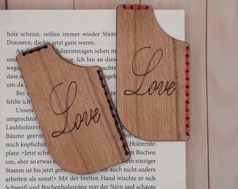 Marque page en bois, marque page d'angle, cadeau couple, amour, amour, Saint Valentin, anniversaire, mariage