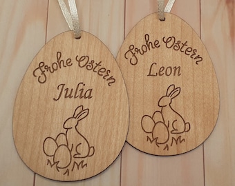 Pendentif en bois d'œuf de Pâques personnalisé avec nom, pendentif de Pâques, œuf de Pâques, Pâques, cadeau de Pâques, décoration de Pâques personnalisée avec nom en bois