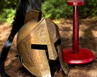300 Spartan Helmet Replica: Medieval Greek Roman Costume Helmet with Stand