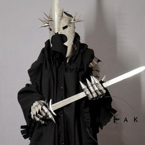 Complete Nazgûl Full Costume High-Quality Dark Robe, Black Cloak, And Accessories For Epic Fantasy Role-Playing And Halloween Adventures