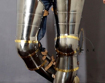 Stalen gotische beenpantserset: middeleeuwse ridder cosplay beenbeschermers