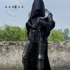 Dark Rider Armor Set/Ringwraith Costume/Knight Leg Armor Set/Witchking Shoulder/Black Cloak/Dark Ringwraith Costume/Halloween Cosplay