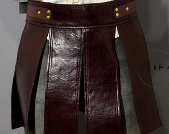 Men's Leather Spartan Skirt: Gladiator Warrior Costume
