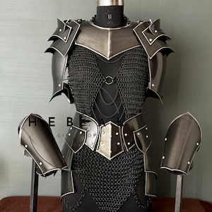 Lady Knight Steel Full Armor Set With Chainmail/Women&#39;s Metal Armor Costume/Fantasy Female Armor Suit/Cosplay Armor/Larp Armor/Gift For Her
