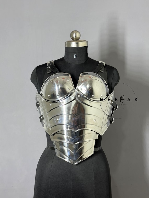 Steel Corset Breastplate: Medieval Lady Armor, Battle Worn Finish