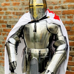 Steel Templar Knight Full Body Armor Suit: Wearable Medieval Crusader Costume image 11