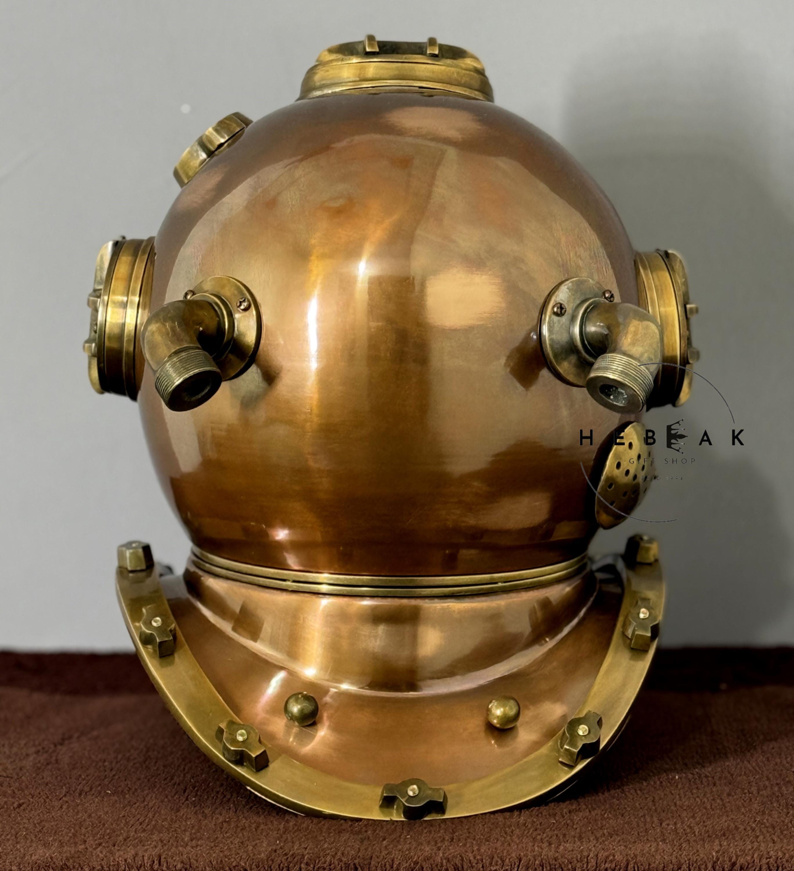 銅と真鍮のダイビングヘルメット マークVモデル：アメリカ海軍の装飾品