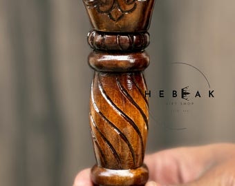 手作りの木製ステッキ：馬の頭のハンドル、スタイリッシュな杖 - Etsy 日本