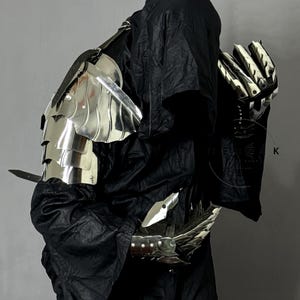 Silver Full Nazgûl Armor Outfit/Ringwraith Black Cloak/Nazgul Leg Set/Nazgul Shoulder/Gauntlets/Perfect Halloween Outfit/Cosplay Costume