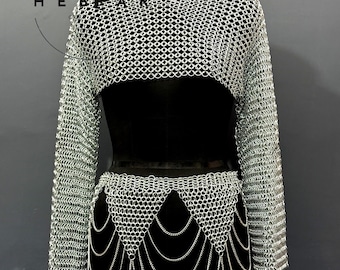 Steel Chainmail Shirt with Sleeves and Waist Chains | Medieval LARP Cosplay Costume