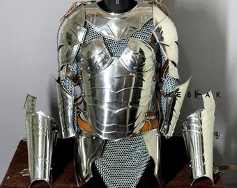 Women's Full Steel Knight Armor: Medieval Valkyrie Costume, LARP Ready