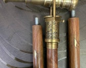 ENGRAVED 1920 DOLLOND LONDON Victorian Telescope Compass On Top Spyglass Handle Walking Stick Steampunk Walking Cane Gift