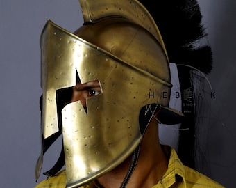 Casco espartano de daño de batalla: casco medieval de cosplay del rey Leónidas