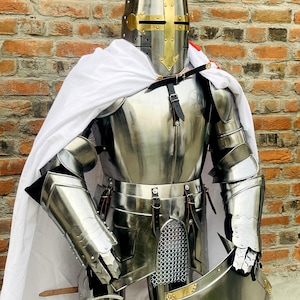 Steel Templar Knight Full Body Armor Suit: Wearable Medieval Crusader Costume image 10