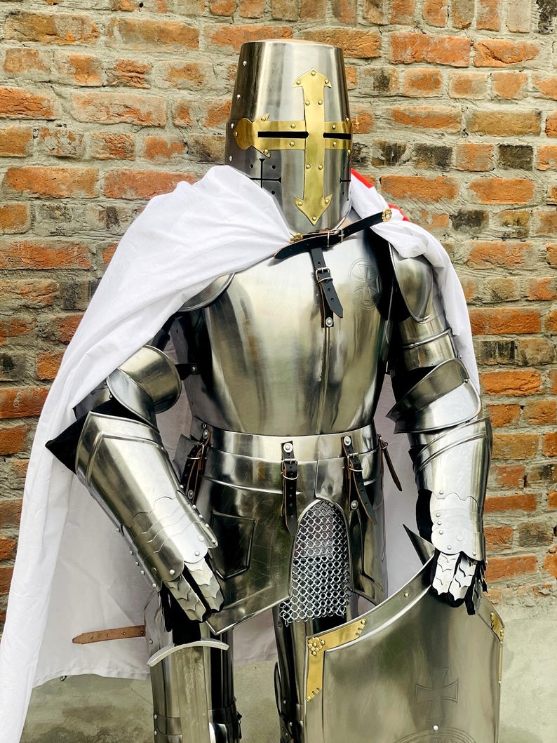 Steel Templar Knight Full Body Armor Suit: Wearable Medieval Crusader Costume image 10