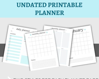 Undated planner printable - undated weekly planner - undated daily planner - day planner printable - 2021 calendar template