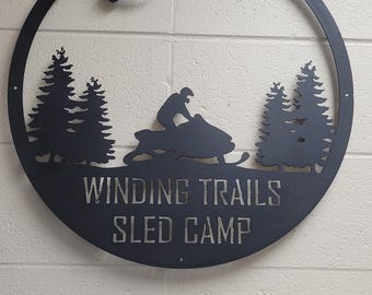 Snowmobile in Woods Monogram