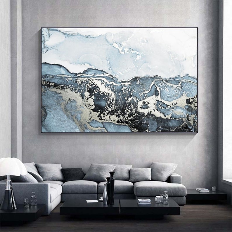 Silver and Gray Fluid Abstract Wall Art Etsy