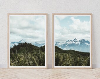 Forest Set of 2, Mountain Forest Wall Art, Printable Nature Art, Forest Photography, Digital Download, Modern Nature Poster, Mountain Print