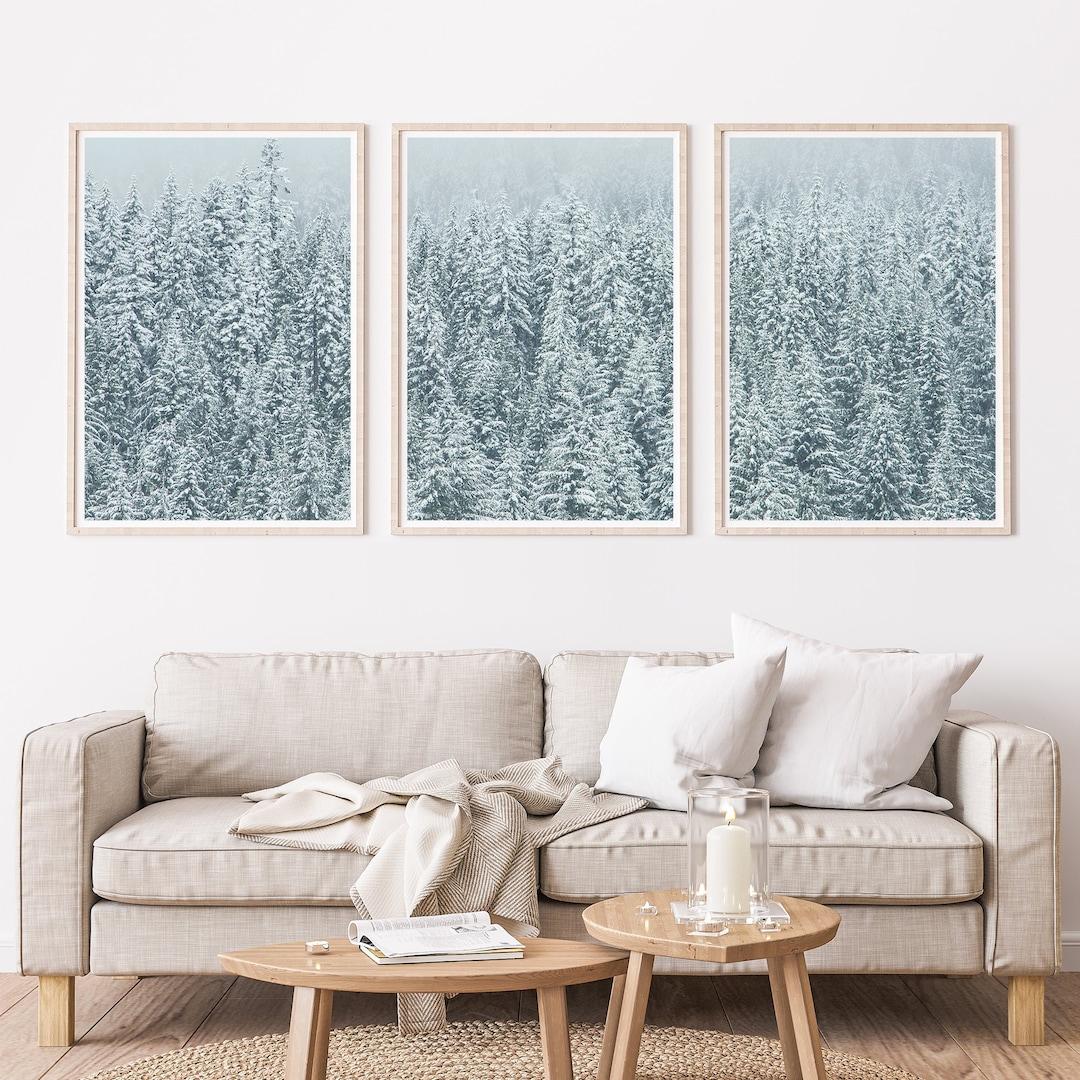 Snowy Trees Winter Photography, Set of 3 Winter Gallery Wall Decor ...