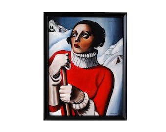 Met de hand geschilderd, Tamara Lempicka, St.Moritz, reproductie, handgeschilderd op canvas, portret, olieverfschilderij, ingelijst