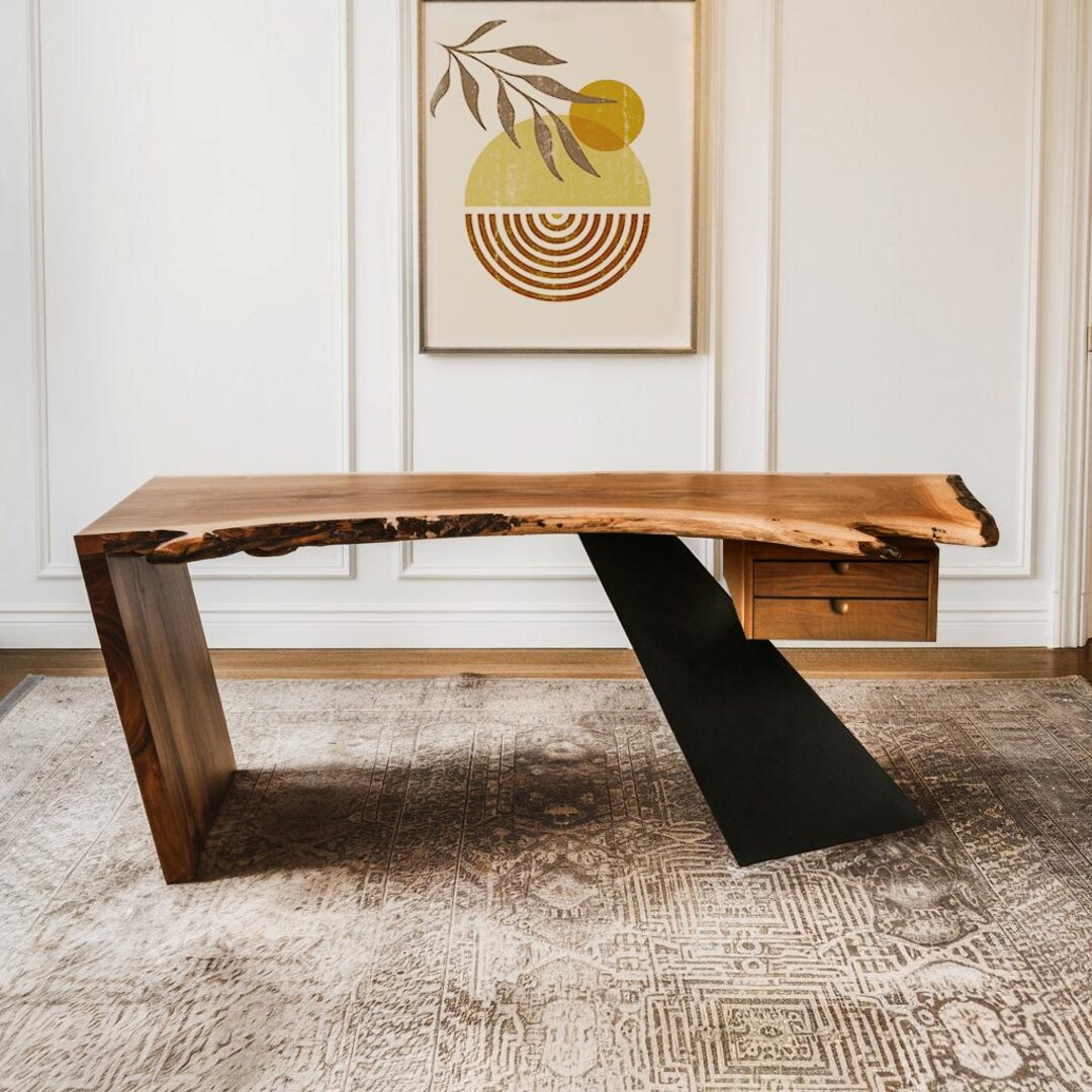 Custom Desk - Modern Live Edge Desk for Home Office or Studio Workspace ...
