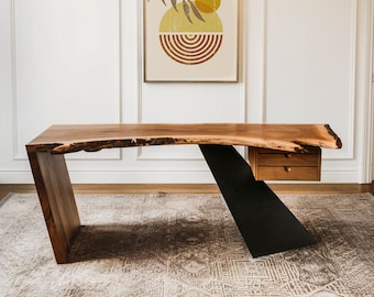 Custom Desk - Modern Live Edge Desk for Home Office or Studio Workspace