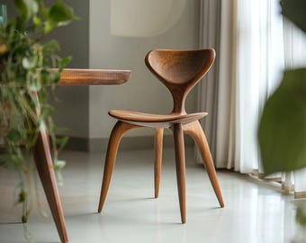 Elegant Sculpted Wooden Chair – Timeless Craftsmanship, Wooden Dining chair, Kitchen Counter Stools