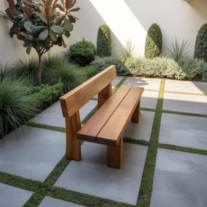 Minimalist Outdoor Garden Bench with Clean Line Design for Patio Courtyard Balcony or Porch Seating and Modern Landscape Decor