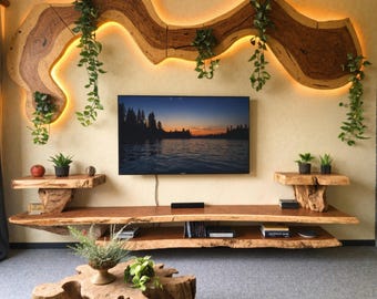 Rustic Sculptural Wood Wall Art For Nature Inspired Living Room Accent Above TV Entertainment Center