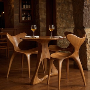 Sculptural Solid Wood Dining Chair – Handcrafted Organic Design