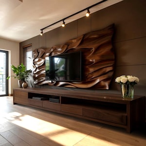 Modern Sculptural TV Console Cabinet for Living Room Entertainment