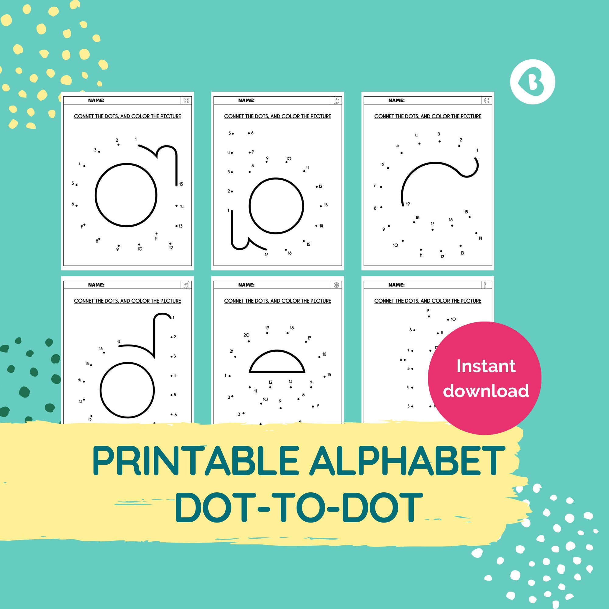 Alphabet Dot to Dot Printable, Dot to Dot Printable Letters for Kids ...