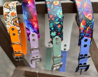 Patterned Biothane Tapered Dog Collar