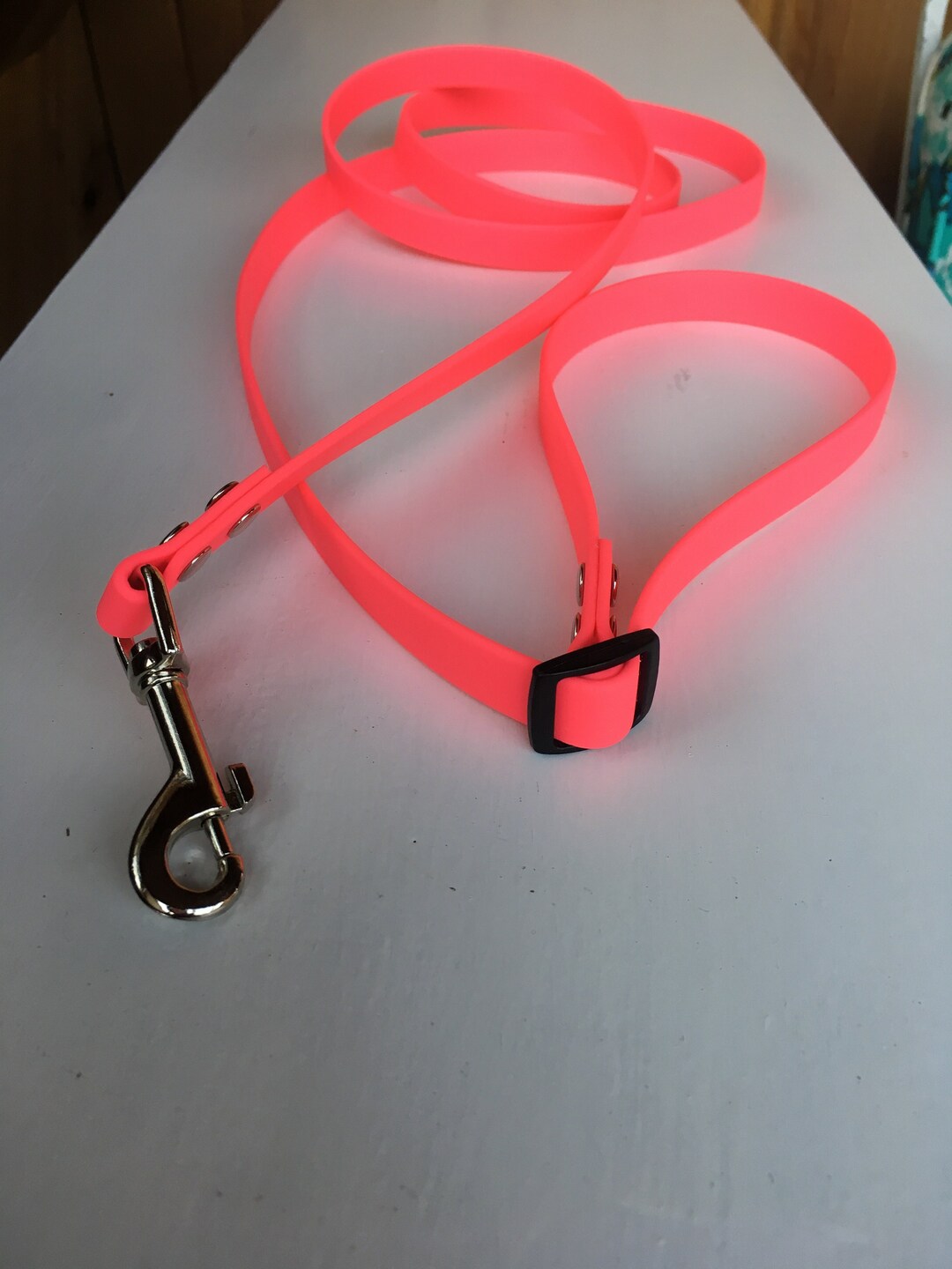 Neon Orange Waterproof Biothane Dog Slip Lead - 15mm / Steel / 1.2mtr