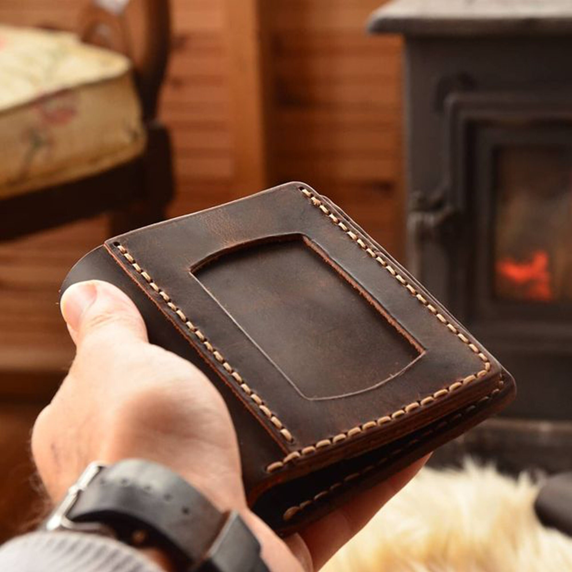mens small wallet with id window